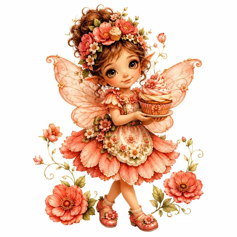 Whimsical Floral Fairy Character Clipart
