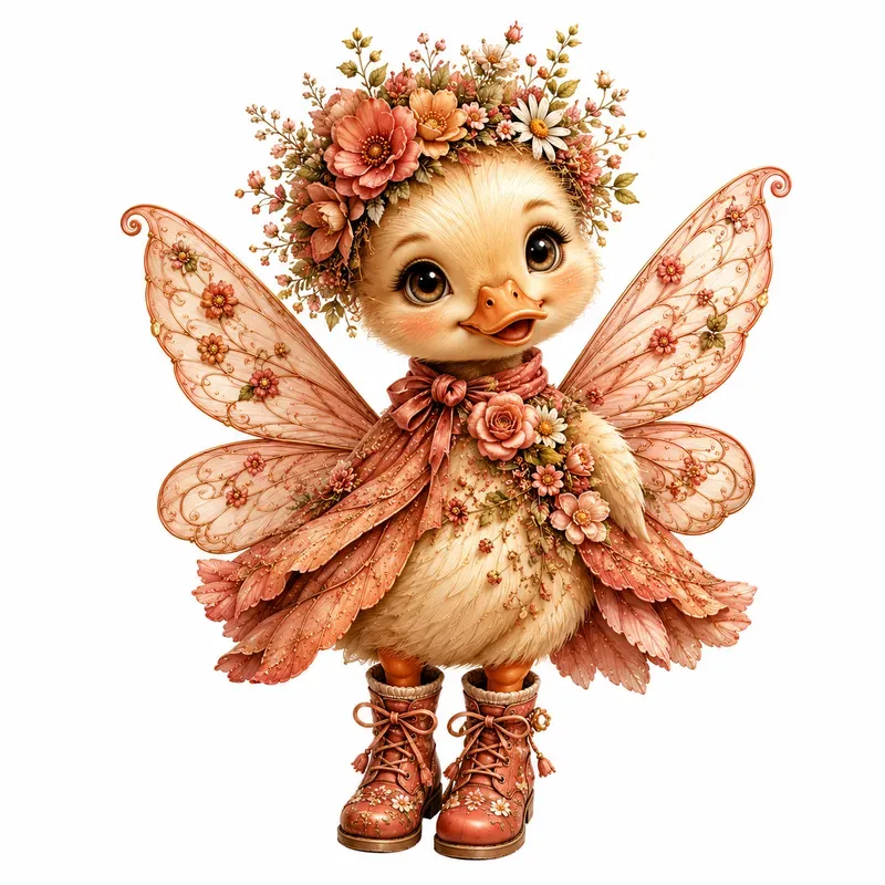 Whimsical Floral Fairy Character Clipart