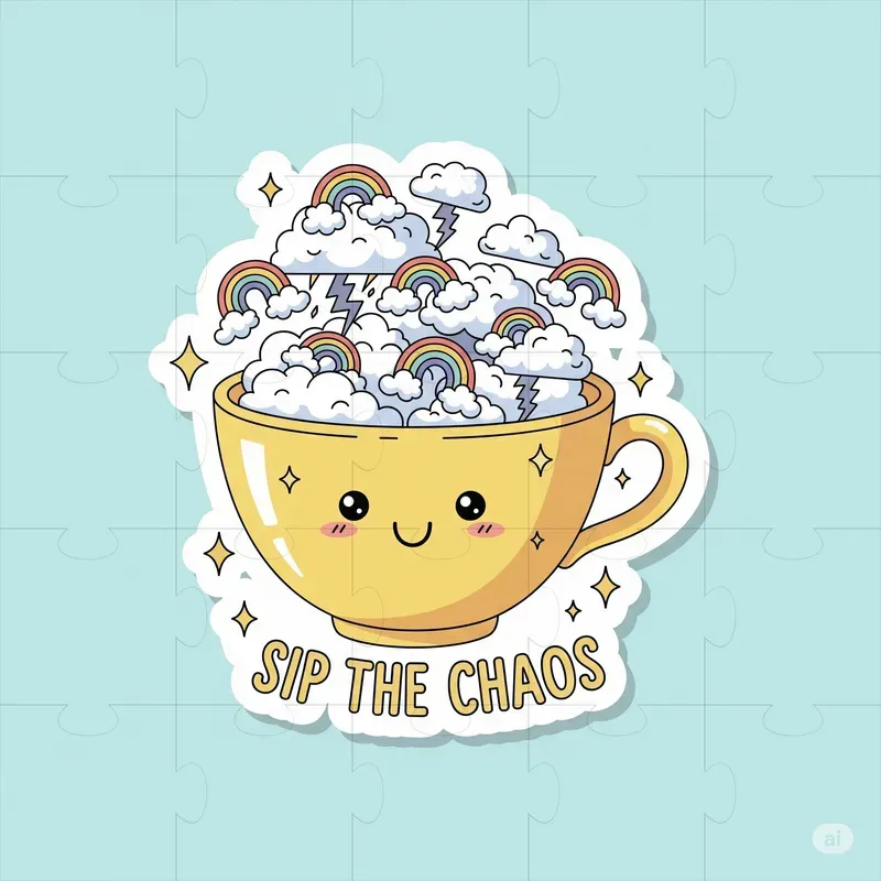 Positive Cartoon Stickers With Text
