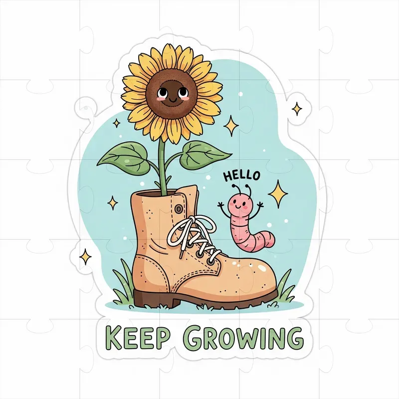 Positive Cartoon Stickers With Text