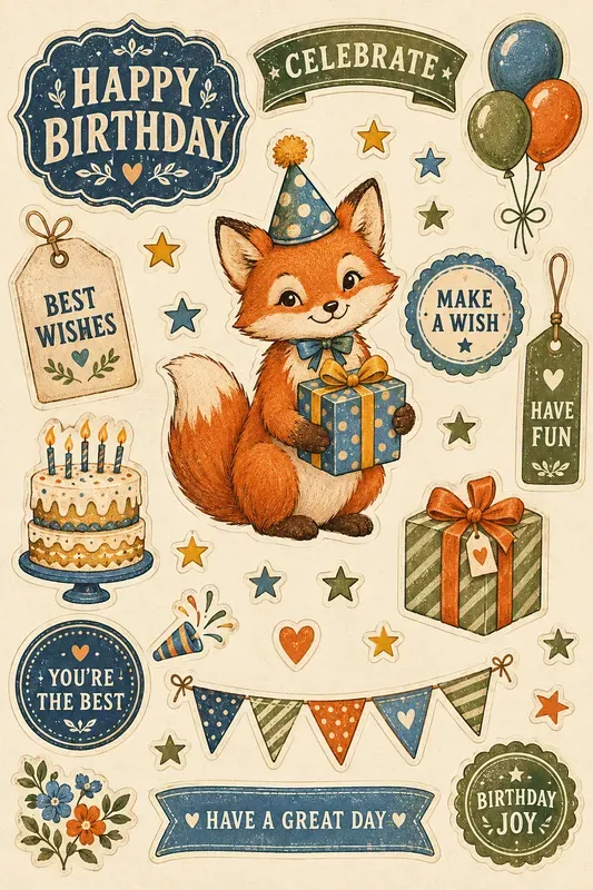 Retro Birthday Sticker Sheets