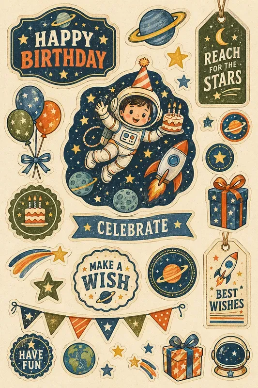 Retro Birthday Sticker Sheets