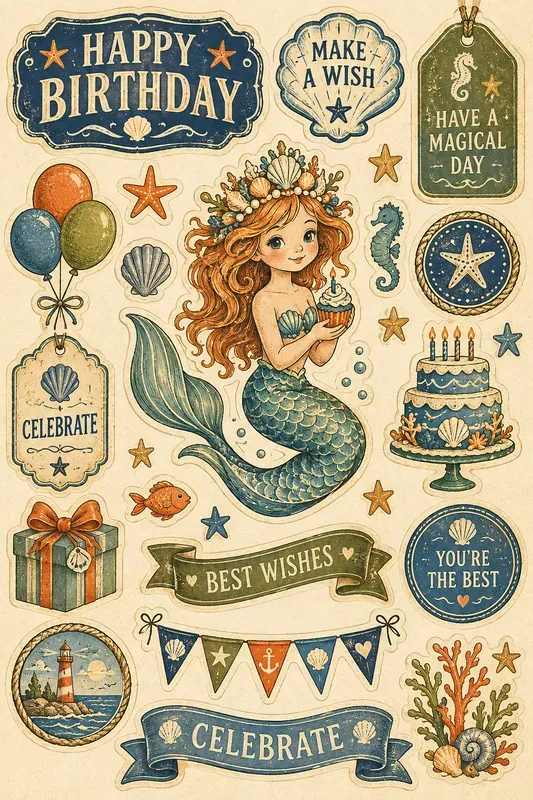Retro Birthday Sticker Sheets
