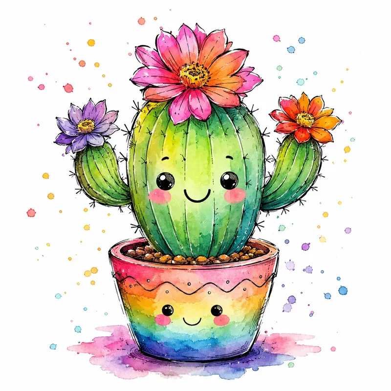 Whimsical Smiling Doodles Art