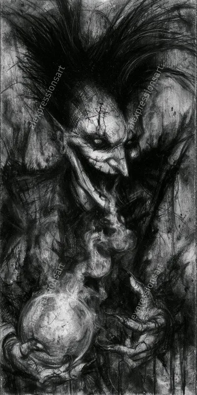 Macabre Dark Whimsy Charcoal Sketches
