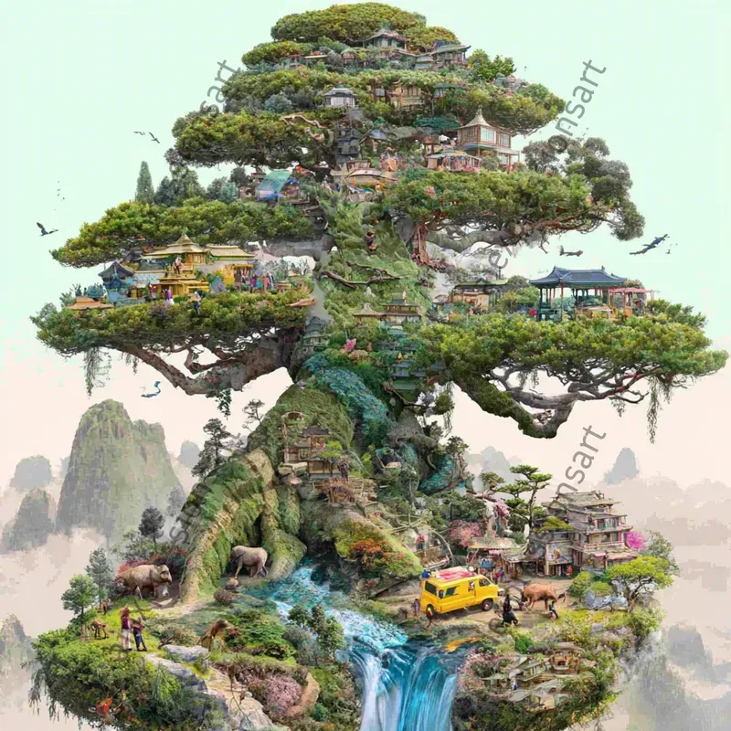Surreal 3d Miniature Fantasy World Art