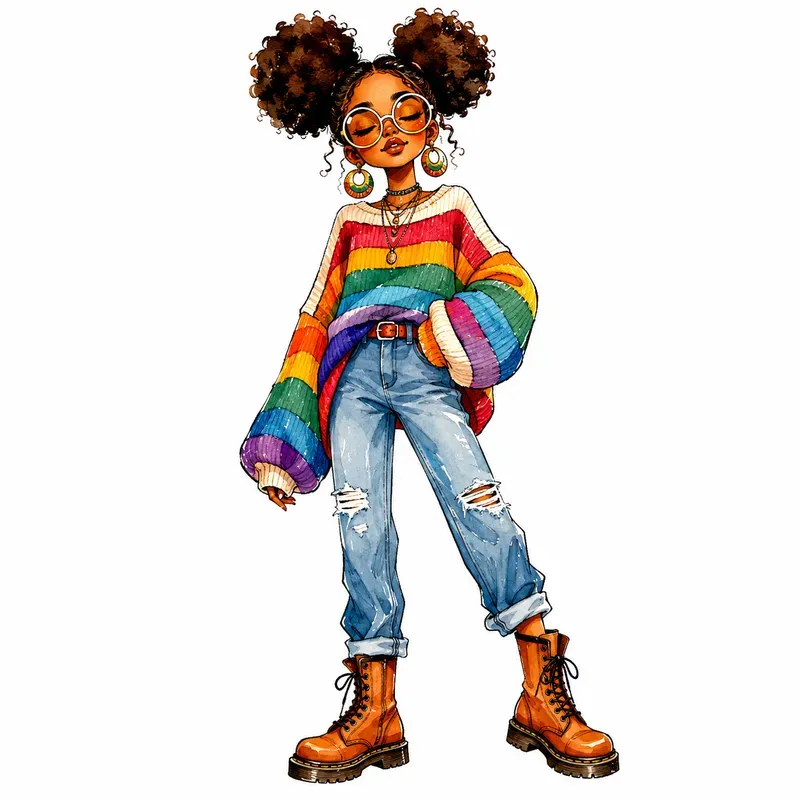 Chic Boho Fashion Doll Cliparts
