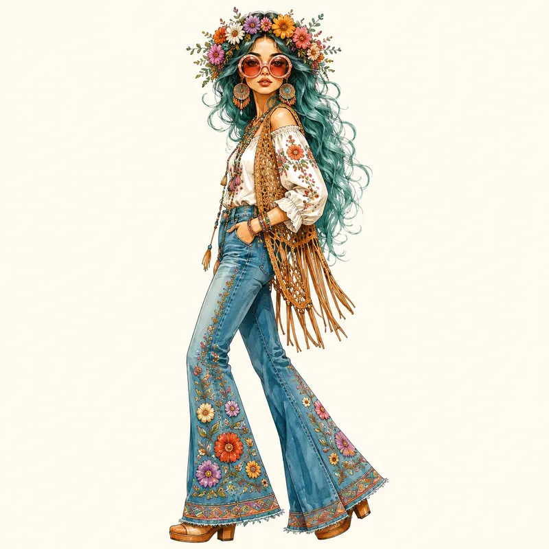 Chic Boho Fashion Doll Cliparts