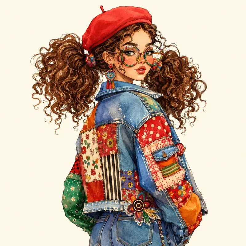 Chic Boho Fashion Doll Cliparts
