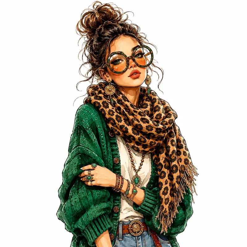 Chic Boho Fashion Doll Cliparts