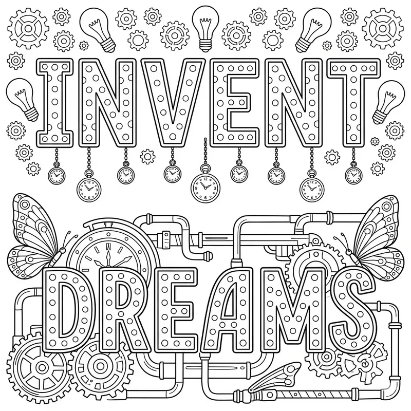 Clean Line Word Art Coloring