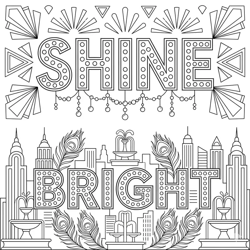 Clean Line Word Art Coloring