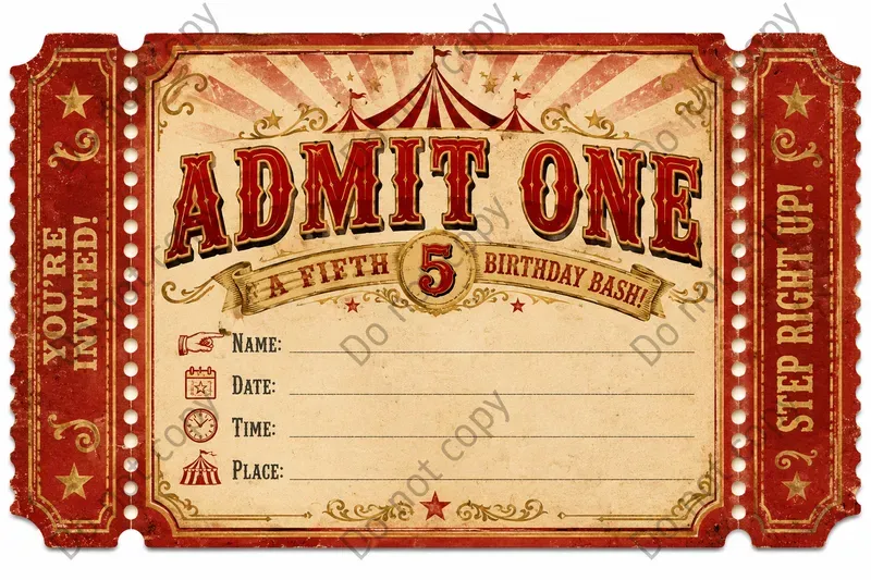 Circus Ticket Invitation Cards
