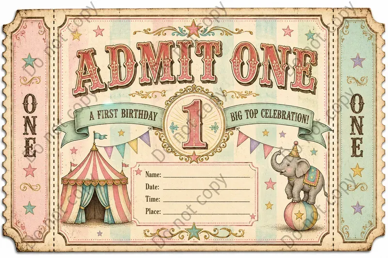 Circus Ticket Invitation Cards