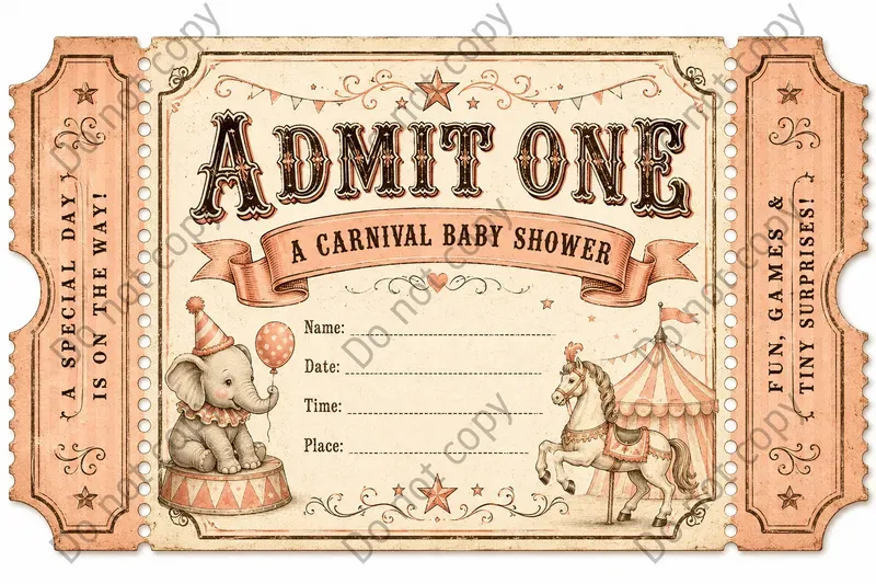 Circus Ticket Invitation Cards