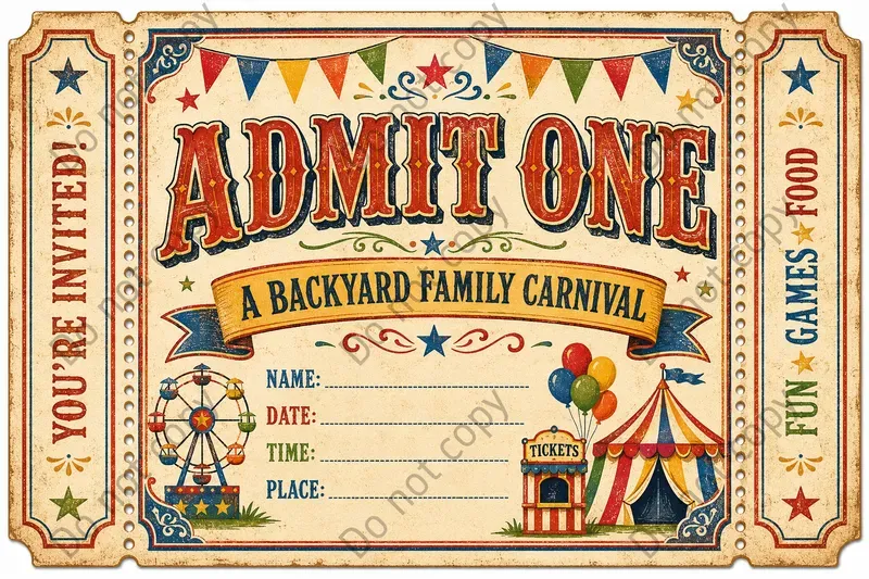 Circus Ticket Invitation Cards