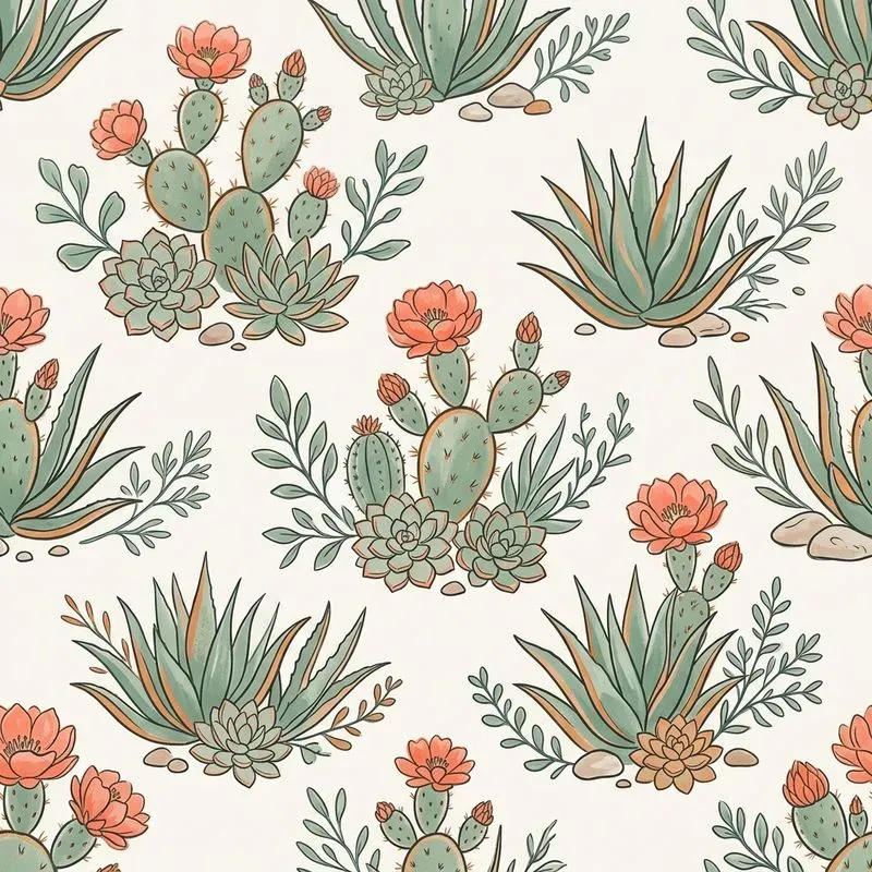Seamless Boho Floral Pattern Art