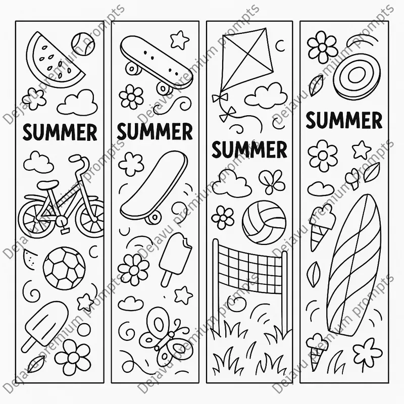 Summer Vibes Bookmark Coloring Pages