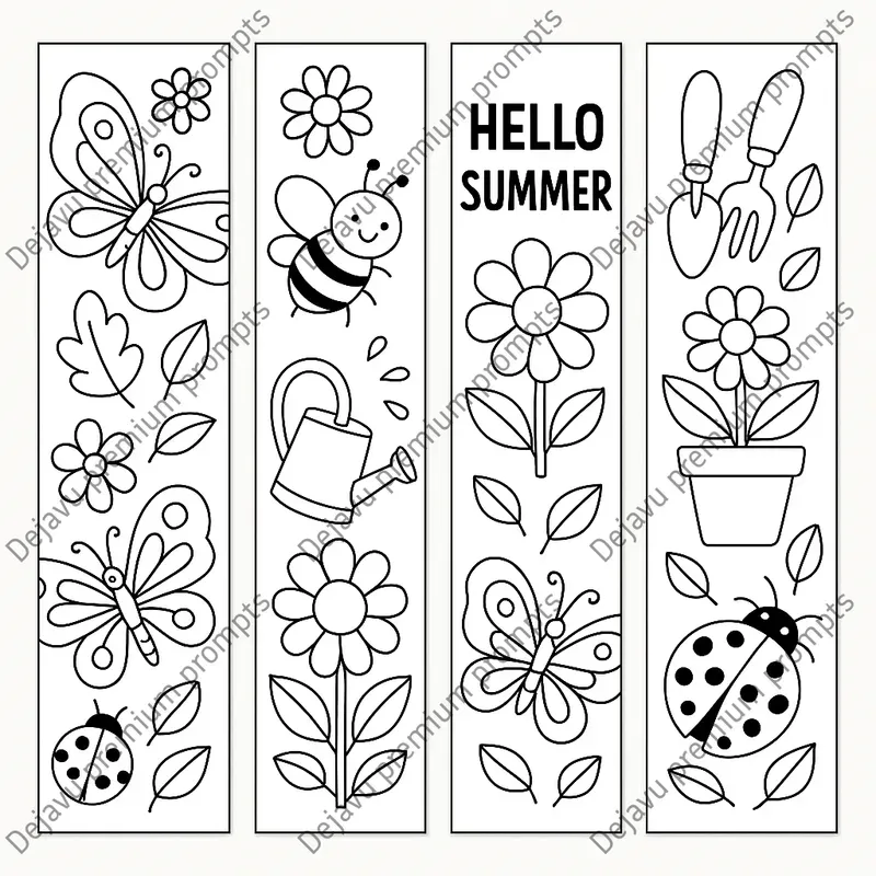 Summer Vibes Bookmark Coloring Pages