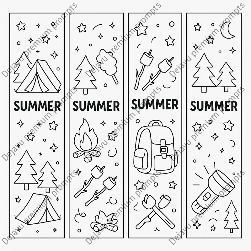 Summer Vibes Bookmark Coloring Pages
