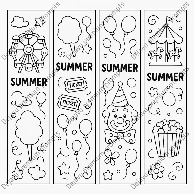 Summer Vibes Bookmark Coloring Pages