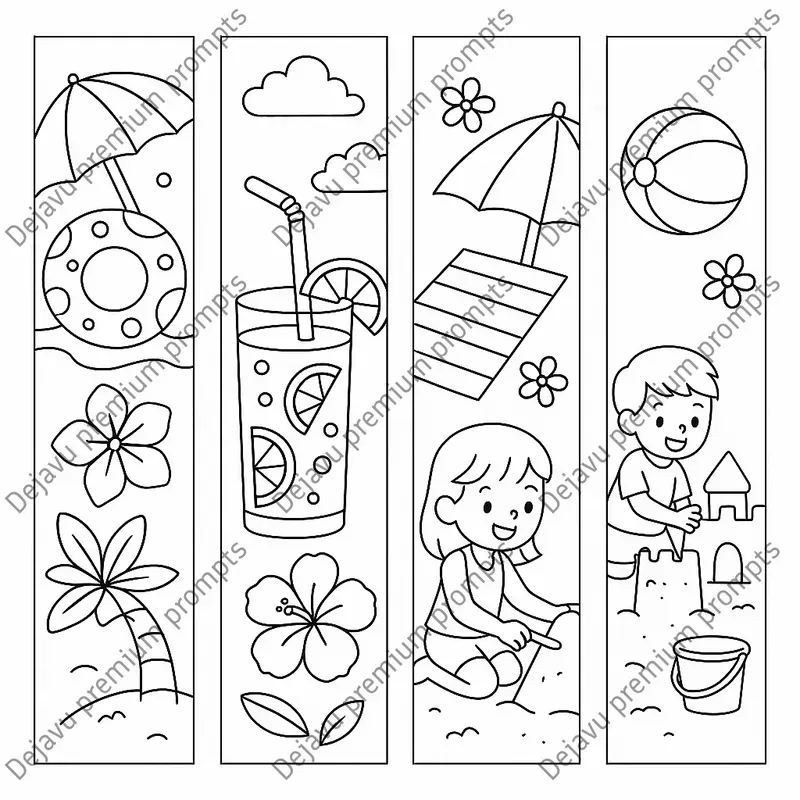 Summer Vibes Bookmark Coloring Pages
