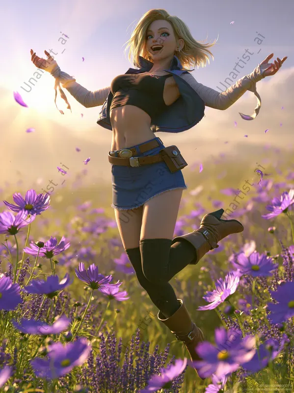 Female Anime Flower Field Portraits
