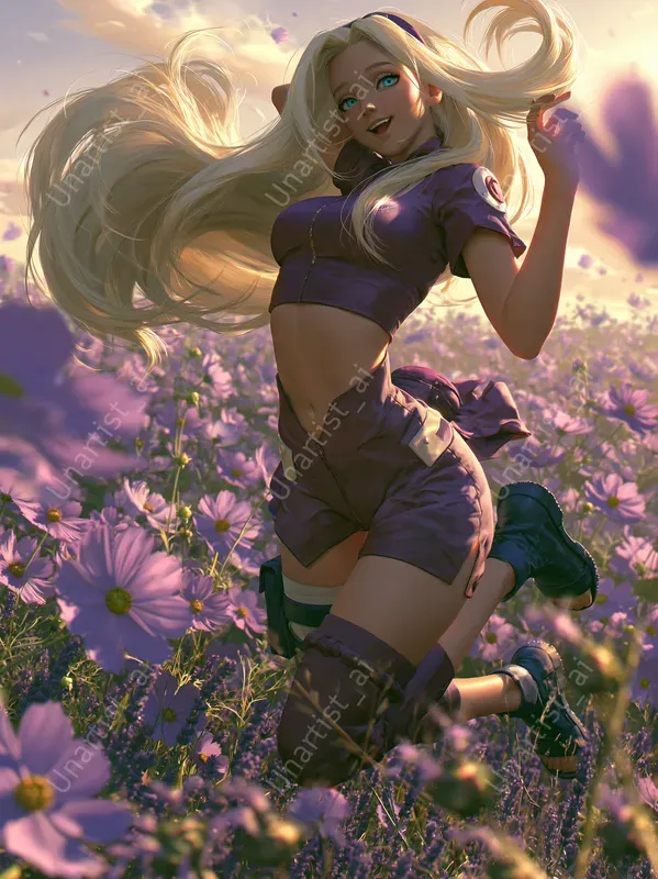 Female Anime Flower Field Portraits