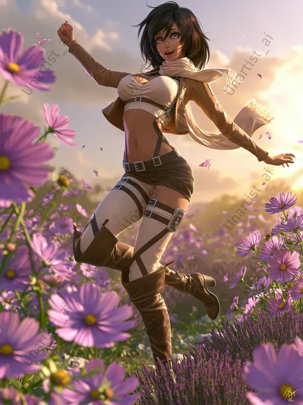 Female Anime Flower Field Portraits