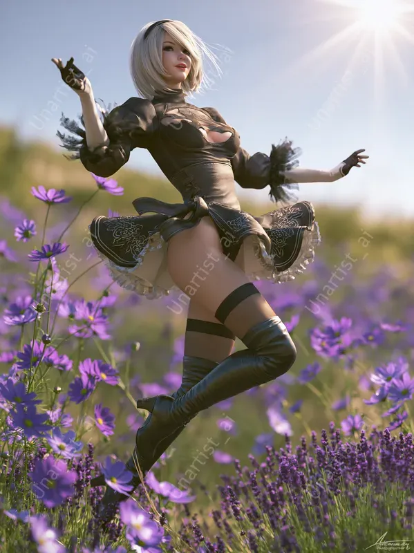 Female Anime Flower Field Portraits
