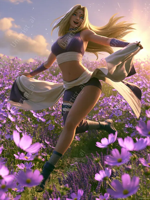 Female Anime Flower Field Portraits