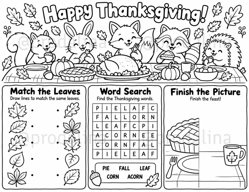 Thanksgiving Kids Activity Placemats
