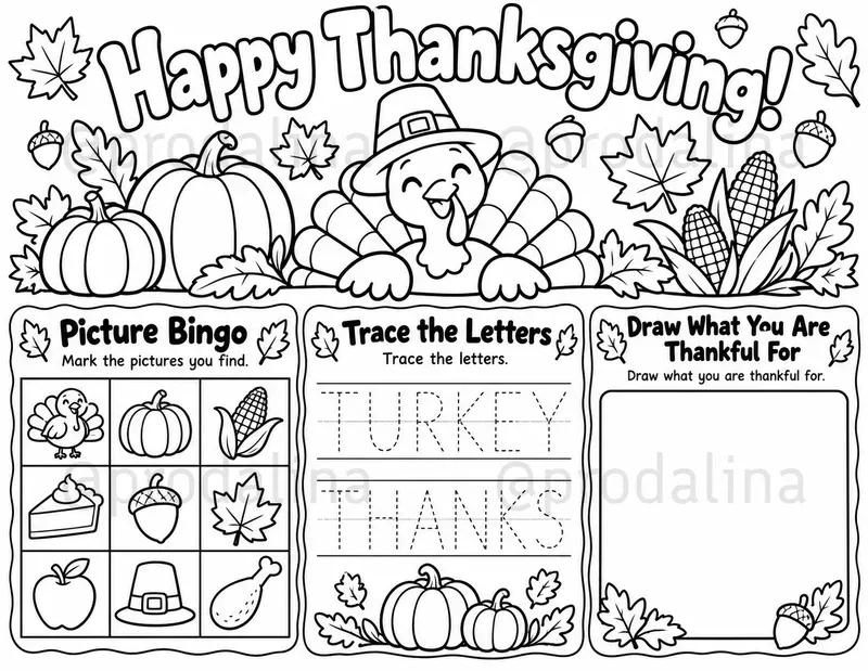 Thanksgiving Kids Activity Placemats