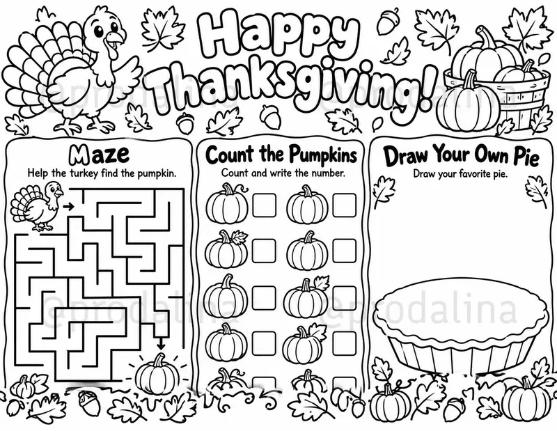 Thanksgiving Kids Activity Placemats