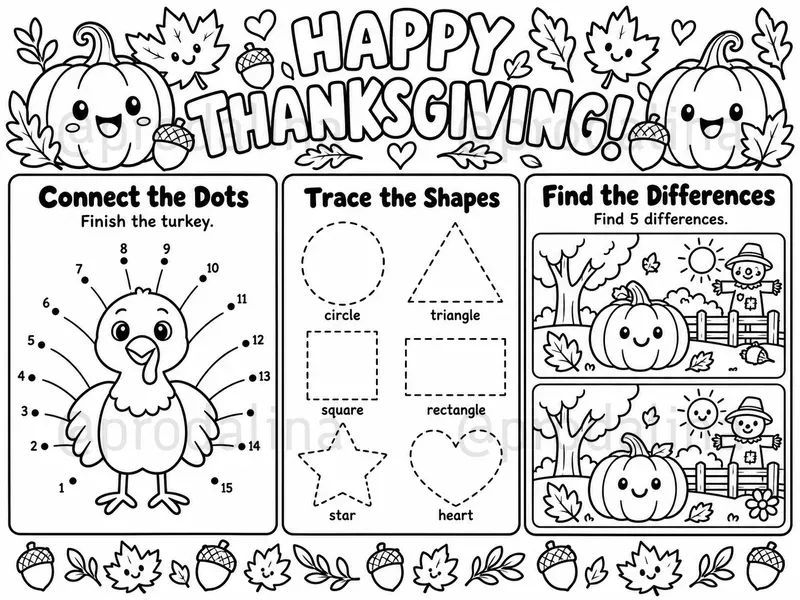 Thanksgiving Kids Activity Placemats