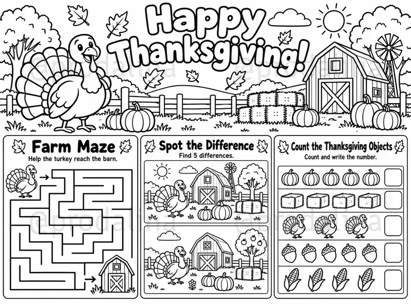 Thanksgiving Kids Activity Placemats