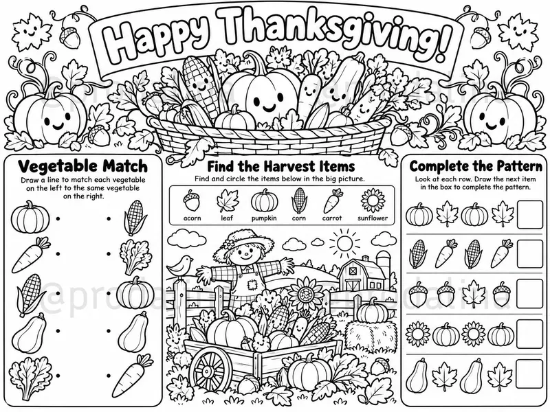 Thanksgiving Kids Activity Placemats