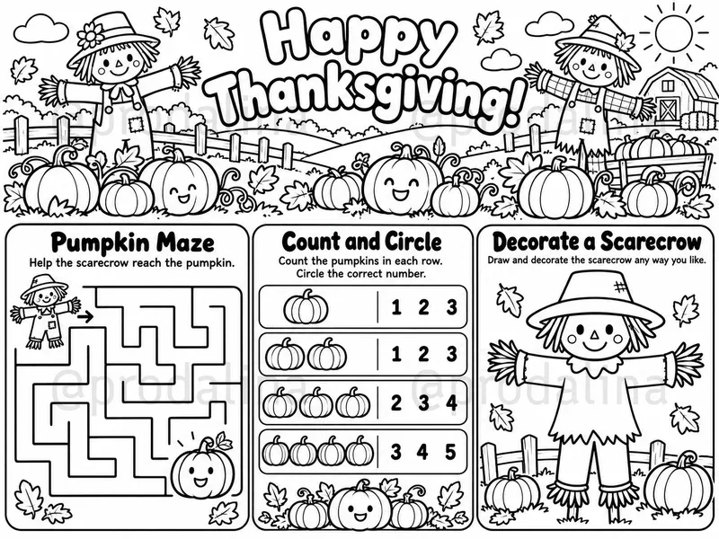 Thanksgiving Kids Activity Placemats