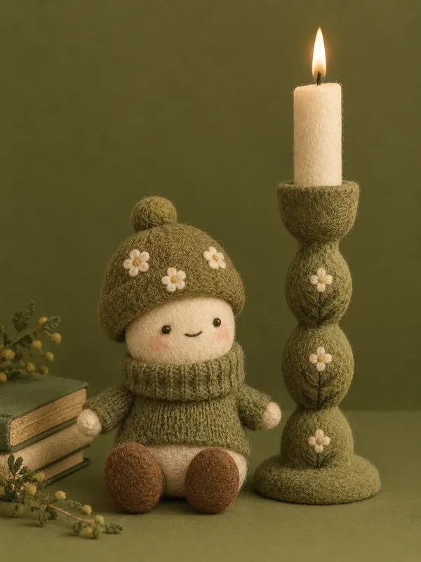 Cute Felted Olive Wool Characters