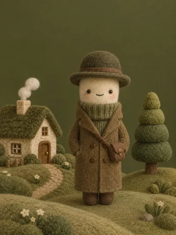 Cute Felted Olive Wool Characters