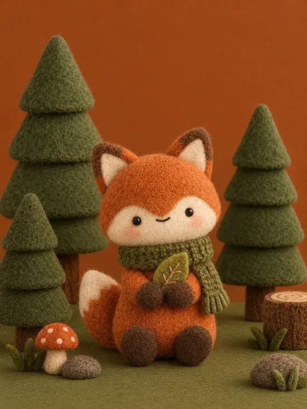 Cute Felted Olive Wool Characters