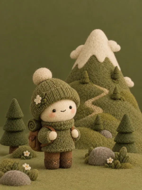 Cute Felted Olive Wool Characters
