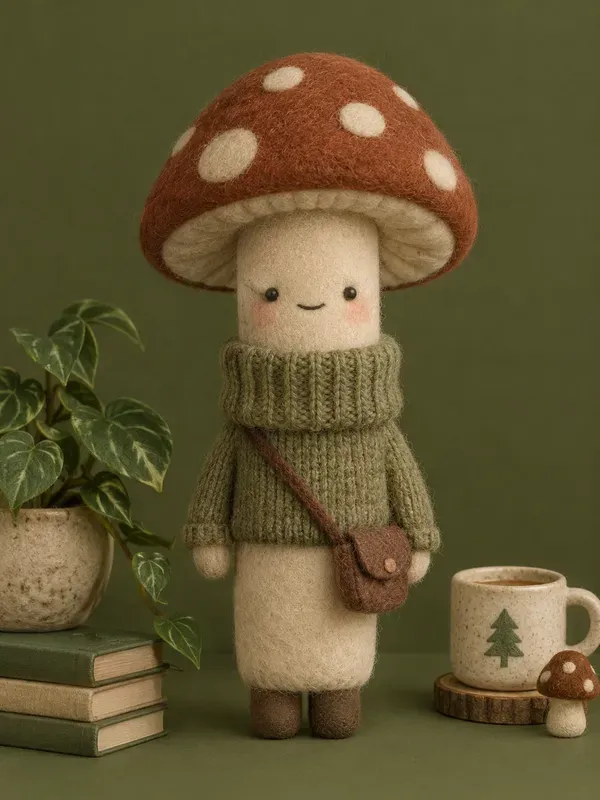 Cute Felted Olive Wool Characters