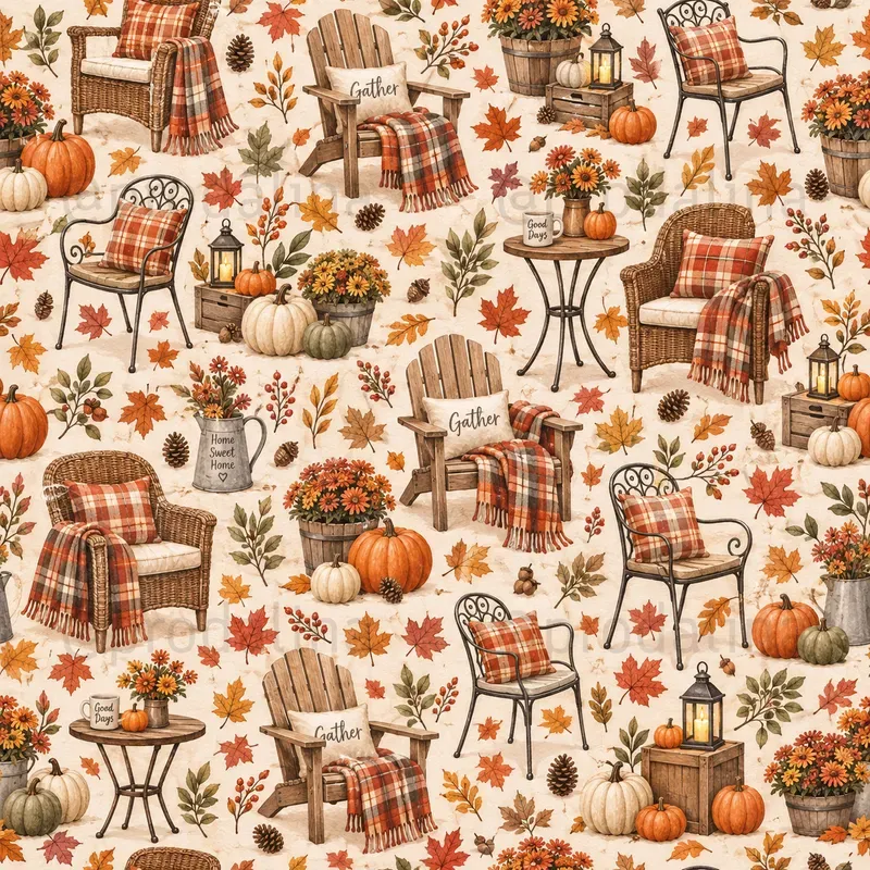 Cozy Fall Backyard Seamless Patterns