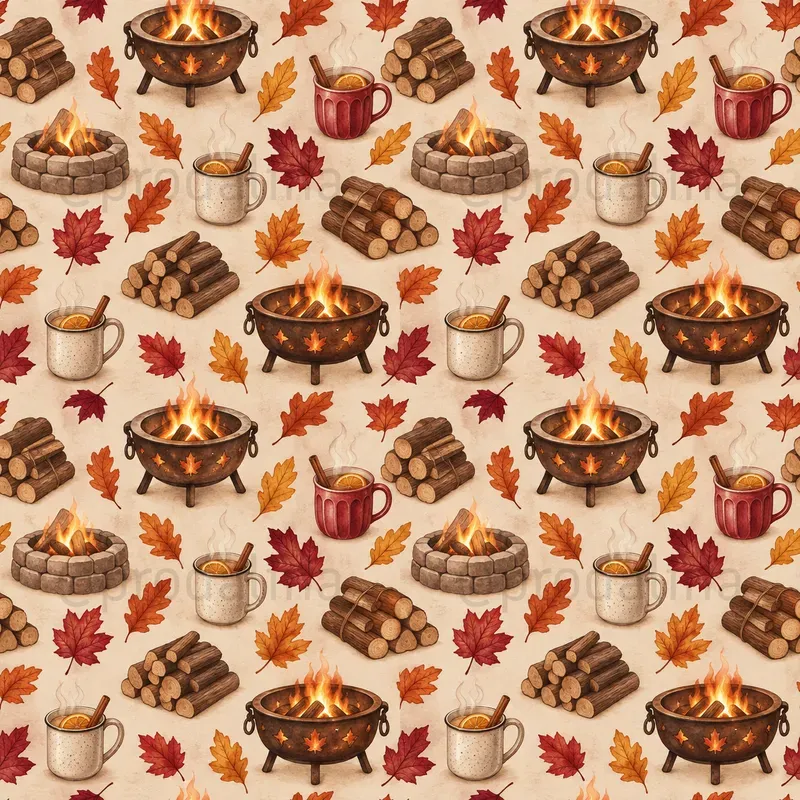 Cozy Fall Backyard Seamless Patterns