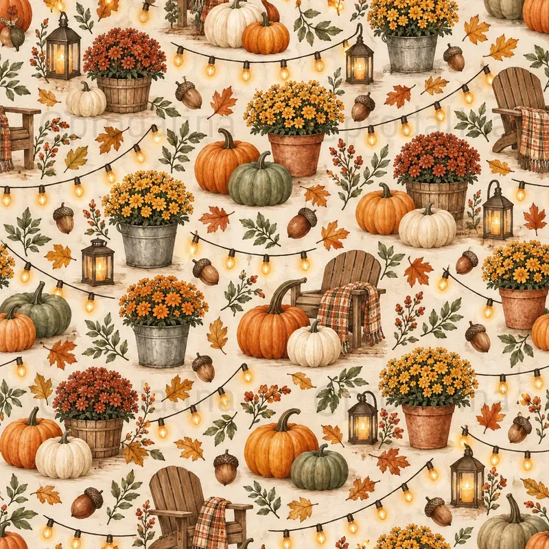 Cozy Fall Backyard Seamless Patterns