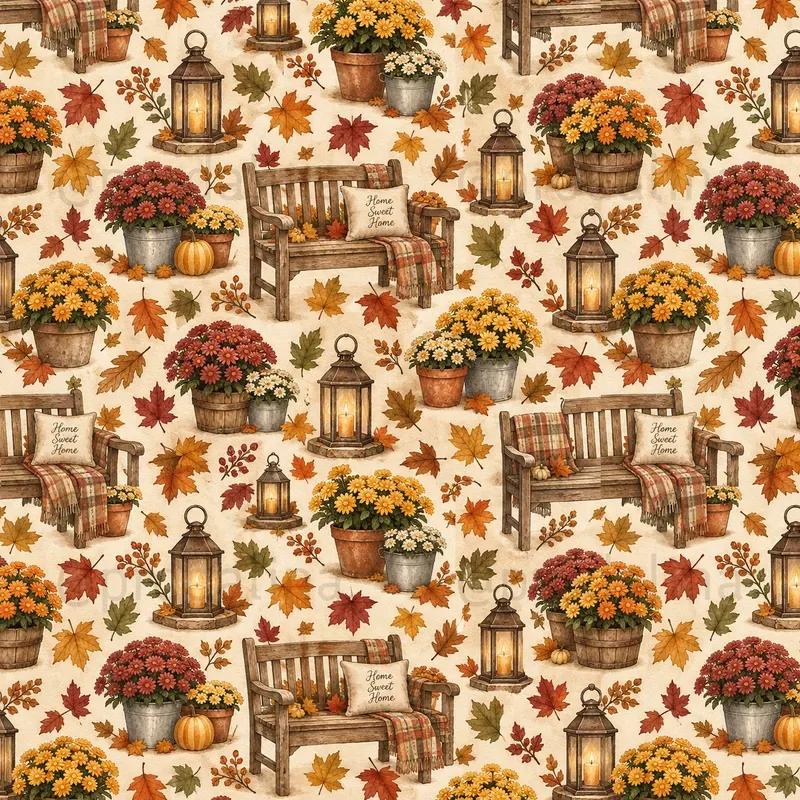 Cozy Fall Backyard Seamless Patterns