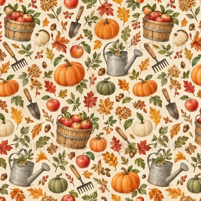 Cozy Fall Backyard Seamless Patterns