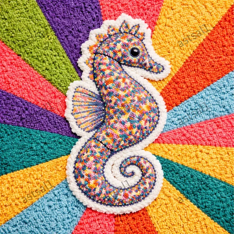 Textured Wool Art Rug Animal Portraits