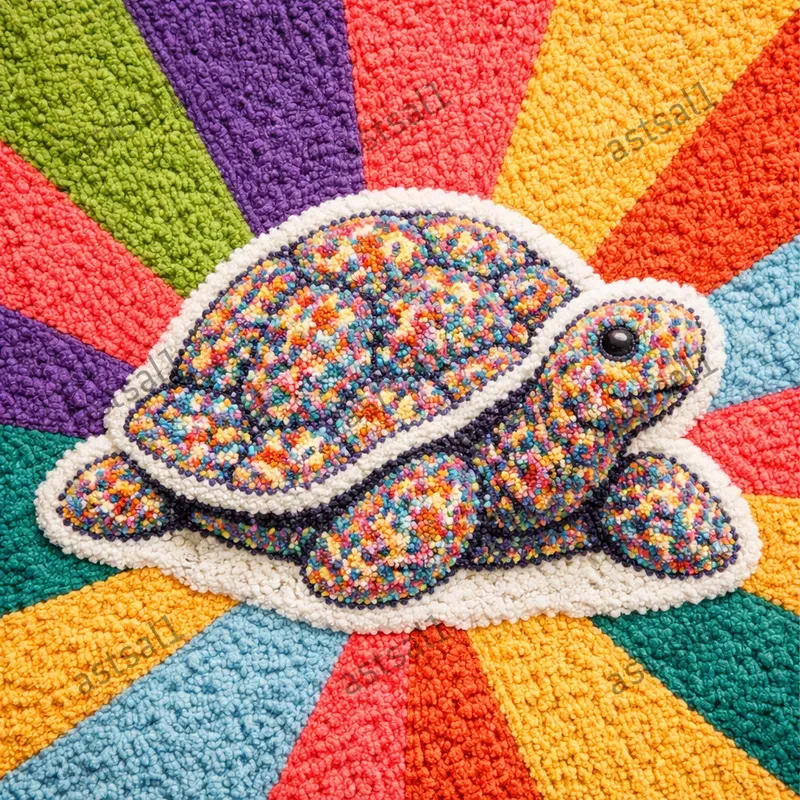 Textured Wool Art Rug Animal Portraits